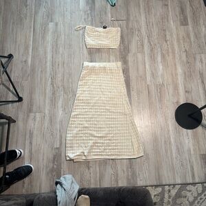 Freshman 1996 Cream Knit Matching Set Skirt + Tube Top Size M